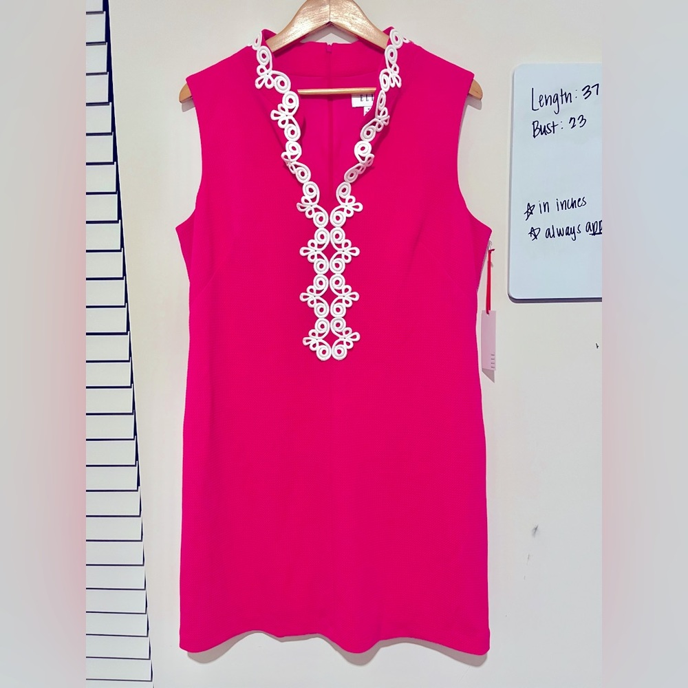 Pink Dress with White Embroidery - Elle - Kohls - XL - Dark Pink - Work Dress